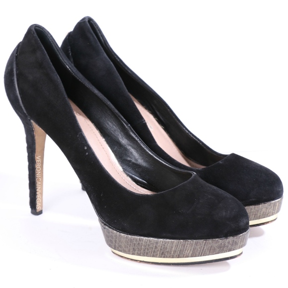 VINCE CAMUTO PLATFORM BLACK SUEDE HIGH HEELS SZ 9 - Picture 1 of 7